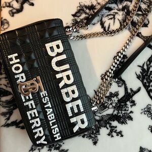 Burberry Quilted Horseferry Print Small Lola Bag in Black